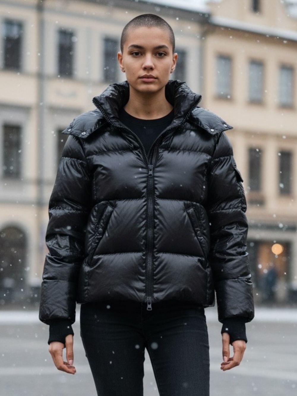 S13 New York Kylie Jacket Gloss Black Duck Down Winter Coat Puffer Jacket Size L